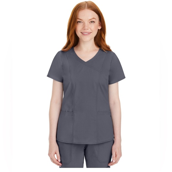 Purple Label Healing Hands grey Jordan scrub top size womens large N15 - Picture 1 of 7